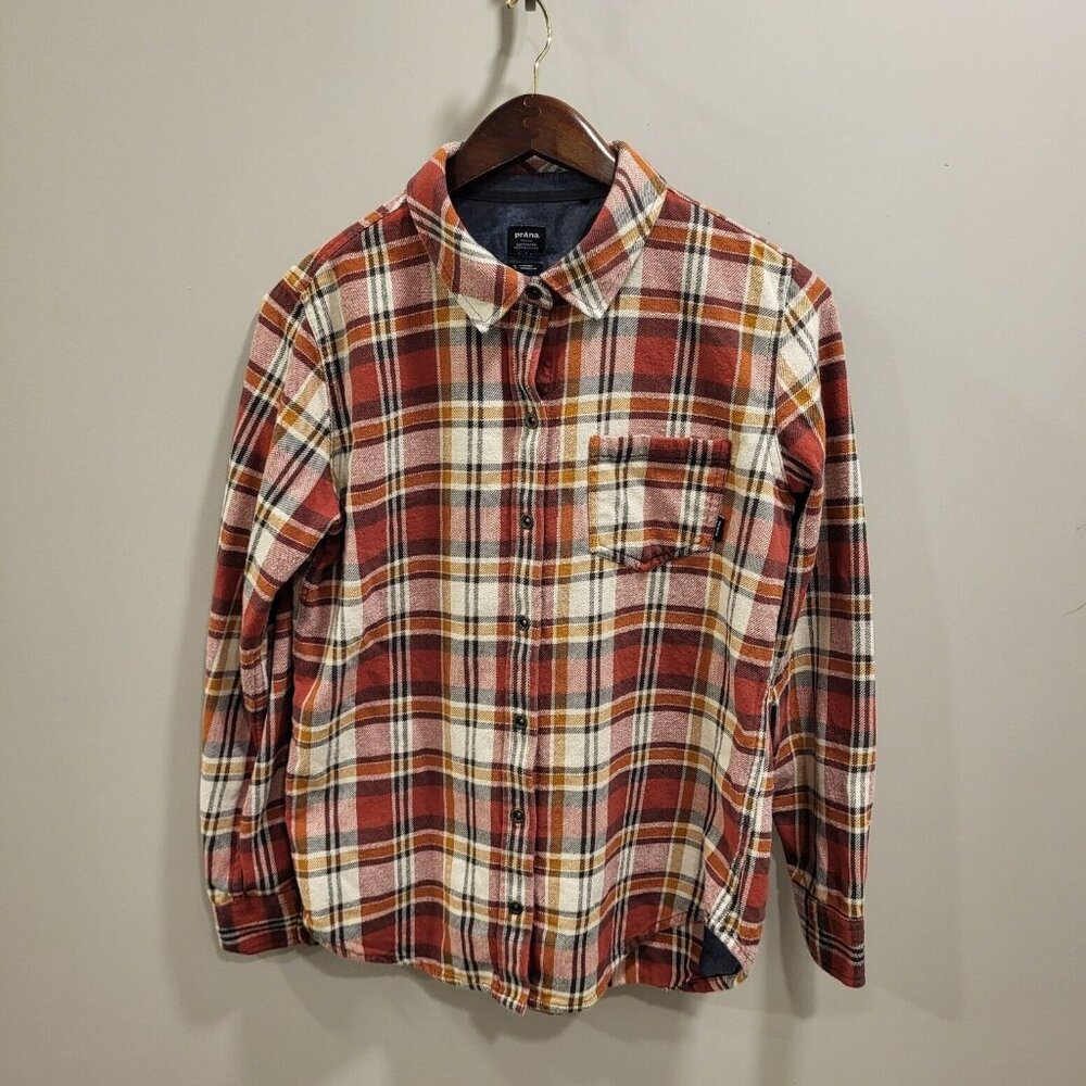Men's Plaid Button-Up Shirt - Rust Multi